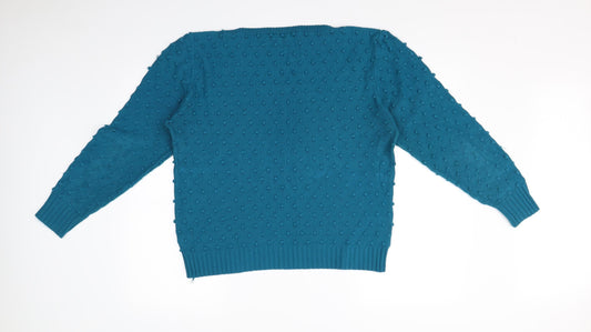 BRIG-O-DOON Womens Blue Polka Dot Pullover Sweatshirt