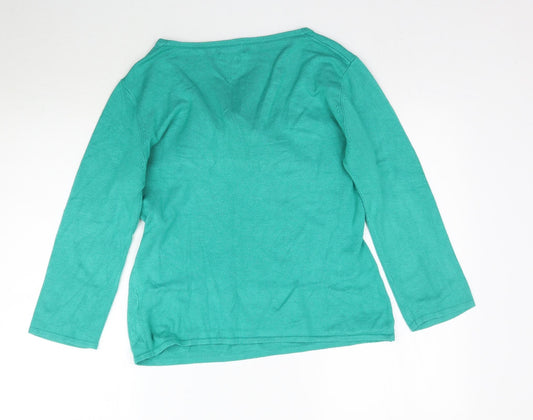 Kaliko Womens Green Knit Basic Blouse Size 14 - Tie detail