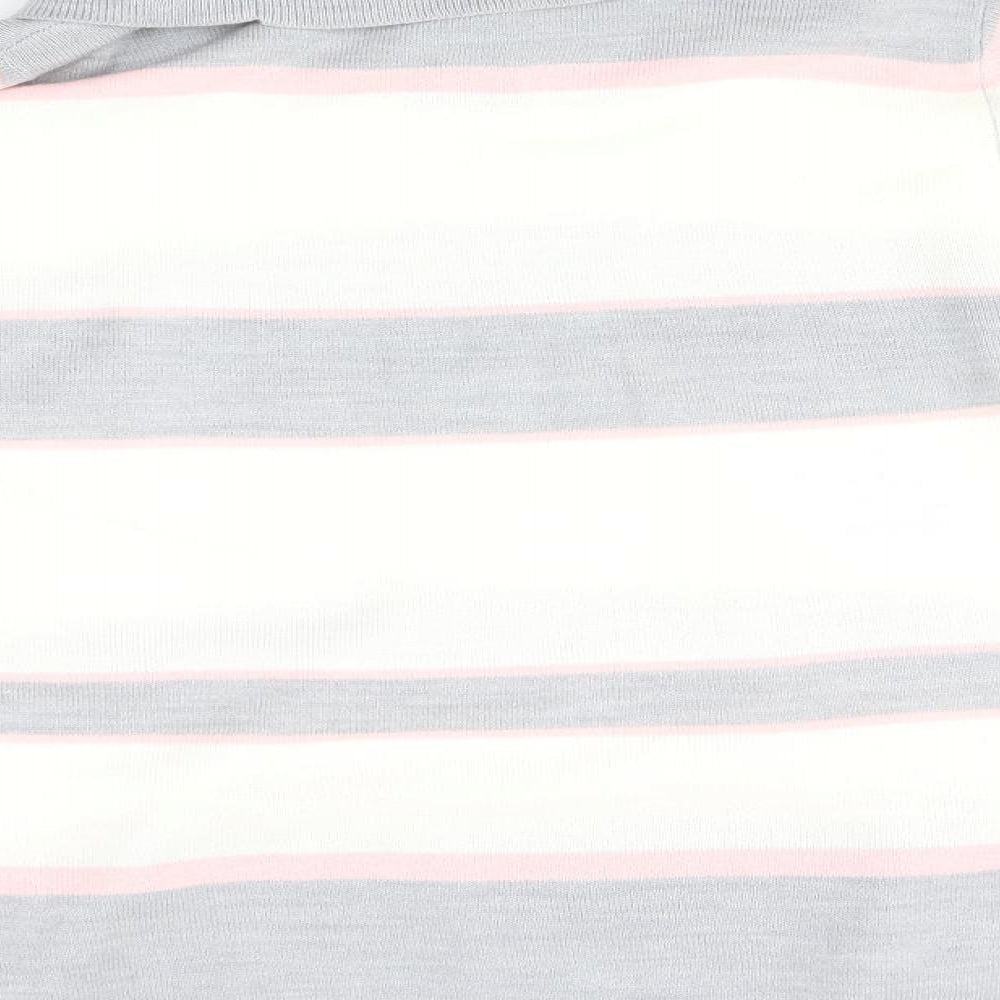 M&S Womens Grey Striped Pullover Jumper Size 12