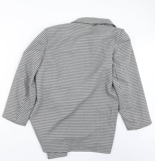 C&A Womens Black Houndstooth Jacket Coat Size 14