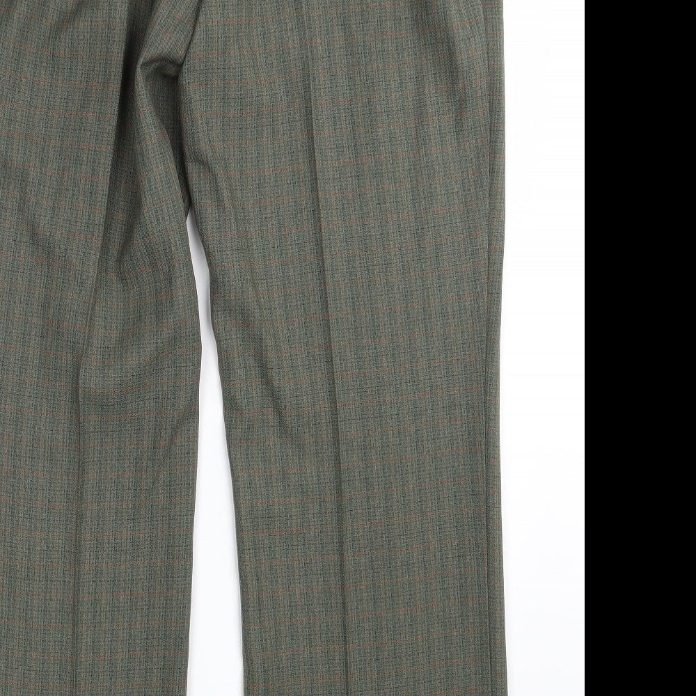 M&S Womens Green Striped Dress Pants Trousers Size 16 L28 in
