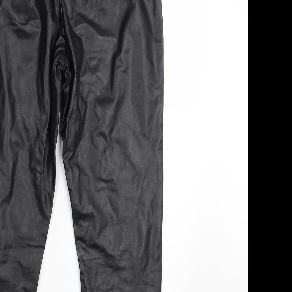 PRETTYLITTLETHING Womens Black Trousers Size 8 L27 in