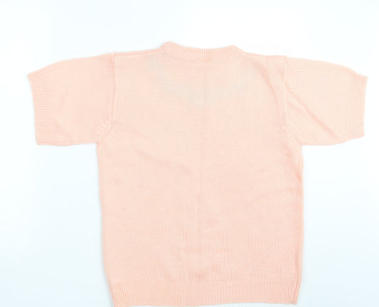 Compliments Womens Pink Floral Knit Pullover Jumper Size 12