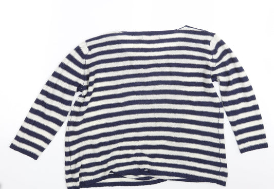 Julipa Womens Blue Striped Pullover Sweatshirt Size 16