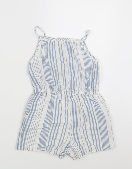 NEXT Girls White Striped Jumpsuit One-Piece Size 5 Years