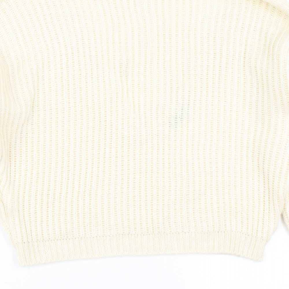 Boohoo Womens White Knit Pullover Jumper Size M