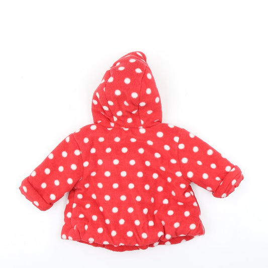 George Girls Red Polka Dot Overcoat Coat Size 0-3 Months
