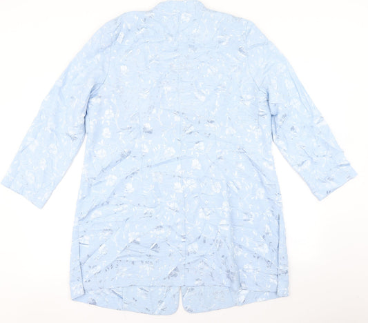 essence Womens Blue Floral Jacket Blazer Size 16