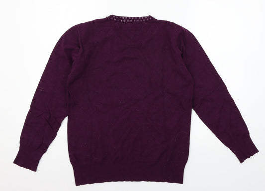 Image Womens Purple Knit Pullover Jumper Size S