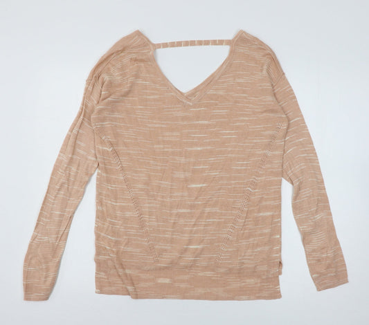 Marks and Spencer Womens Orange Striped Knit Pullover Jumper Size M