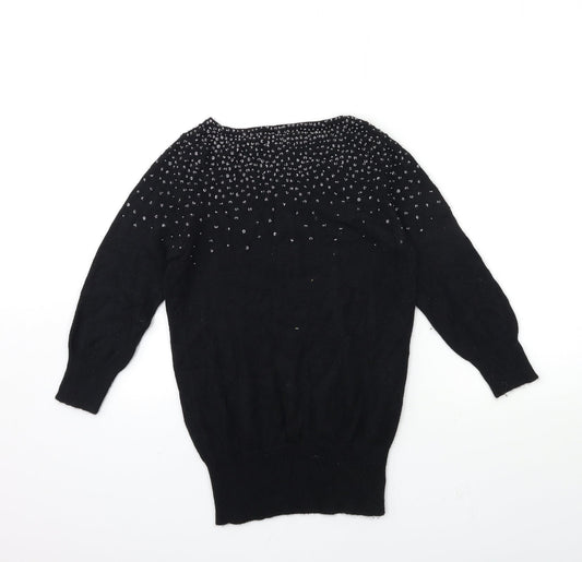 Oasis Womens Black Knit Pullover Jumper Size XS