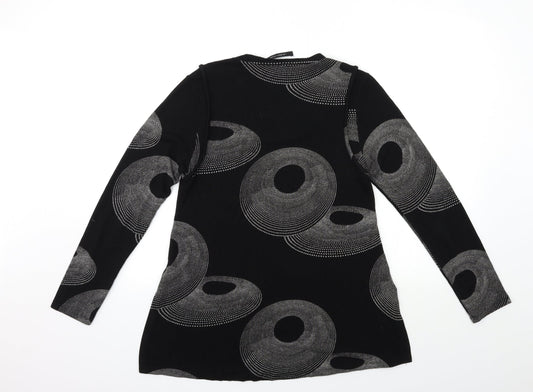 lauren yidal Womens Black Polka Dot Basic T-Shirt Size M