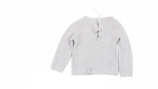 Bonjour Bebe Girls Grey Pullover Jumper Size 0-3 Months