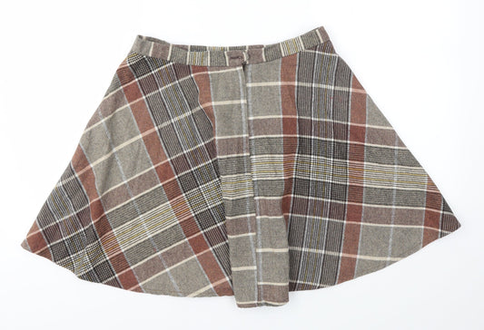 Preworn Womens Multicoloured Check Flare Skirt Size 30 in