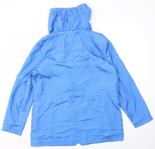 BM Womens Blue Houndstooth Jacket Coat Size 14