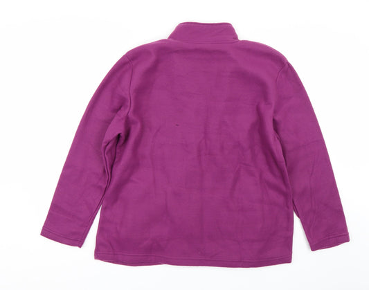 anne de lancay Womens Purple Floral Full Zip Sweatshirt Size L