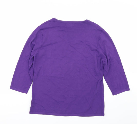 Signature Womens Purple Basic T-Shirt Size L