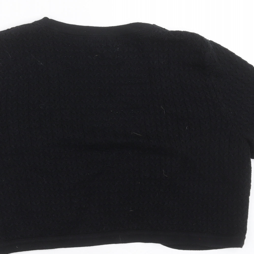 Maine New England Womens Black Geometric Shrug Jumper Size 12