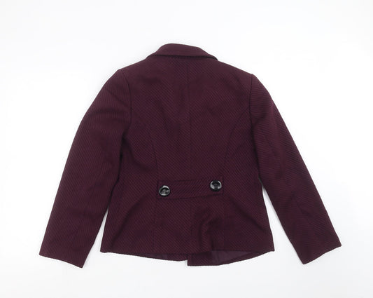 M&Co Womens Purple Striped Jacket Size 12