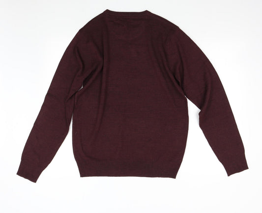 Brave Soul Mens Red Knit Pullover Jumper Size L