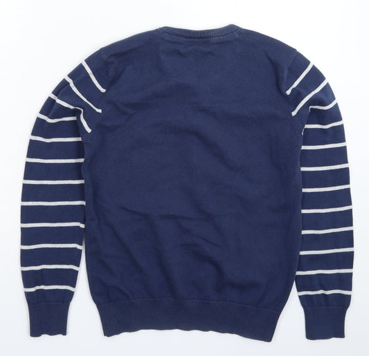 Cedar Wood State Womens Blue Striped Knit Pullover Jumper Size XS