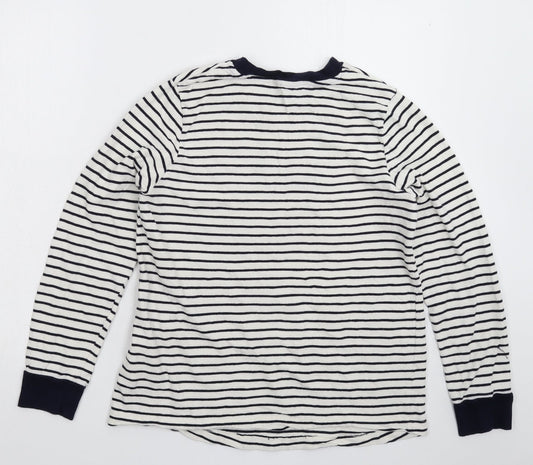 Preworn Womens White Striped Knit Pullover Jumper Size 10