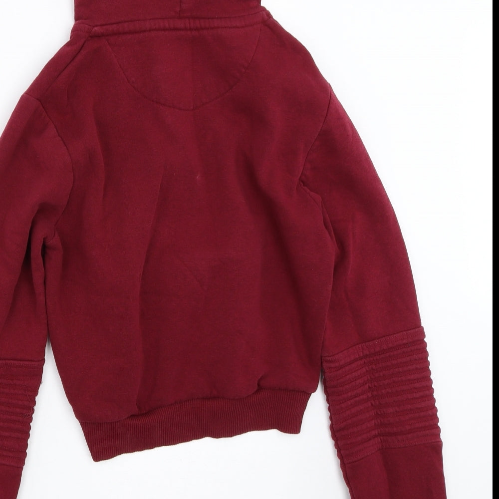 Sony Womens Red Henley Hoodie Size 8