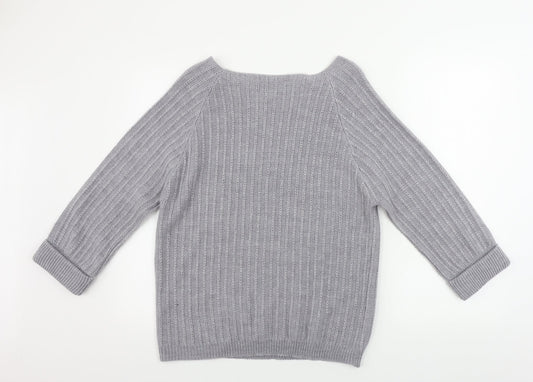 Tru Collection Womens Grey Pullover Jumper Size L