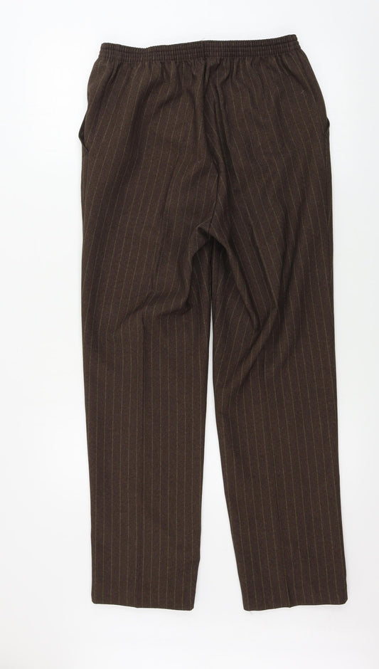 Preworn Womens Brown Striped Trousers Size 30 in L28 in