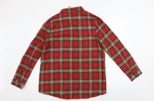 Boohoo Womens Red Check Basic Button-Up Size 10