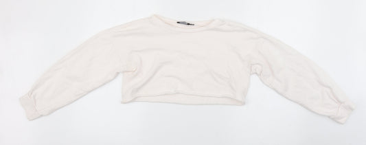 PRETTYLITTLETHING Womens White Pullover Sweatshirt Size 6