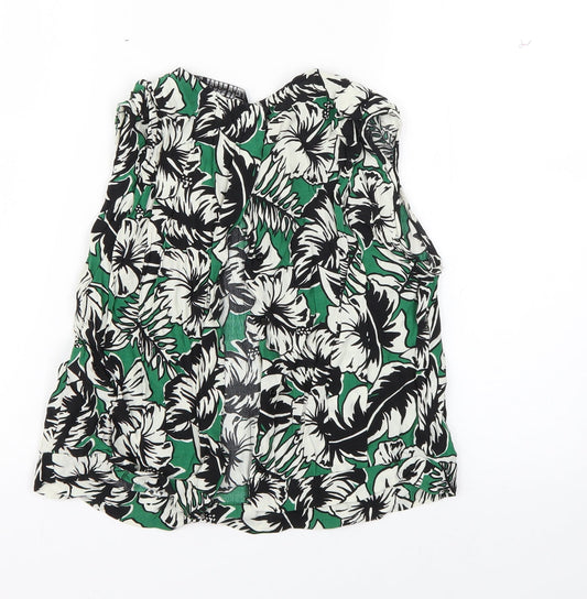 Zara Womens Green Floral Basic Tank Size S