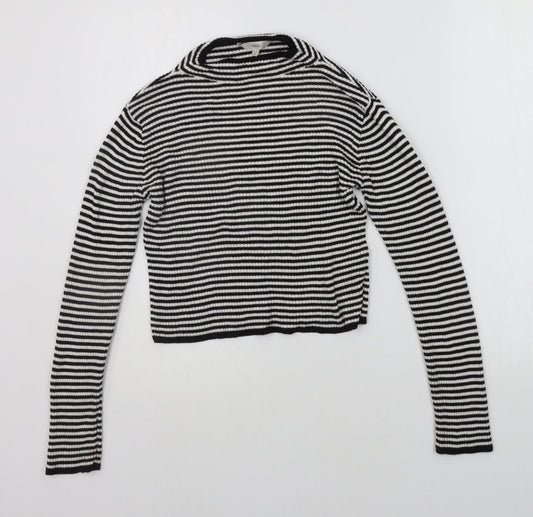 MISS EVIE Girls Black Striped Pullover Jumper Size 11-12 Years