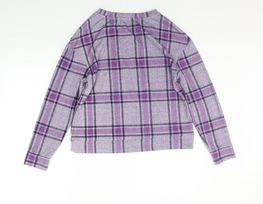 Marks and Spencer Womens Purple Check Pullover Jumper Size 10