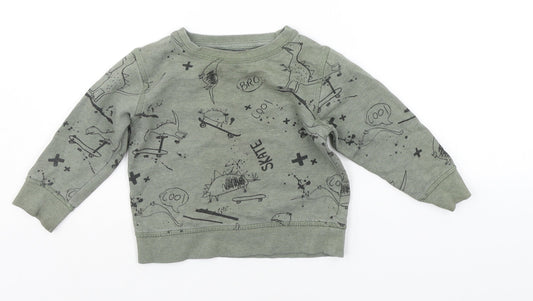 Primark Girls Green Geometric Pullover Jumper Size 2 Years