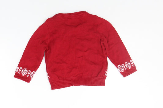 Primark Baby Red Geometric Pullover Jumper Size 3-6 Months - christams