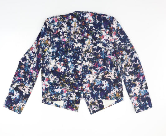 New Look Womens Blue Floral Jacket Blazer Size 14