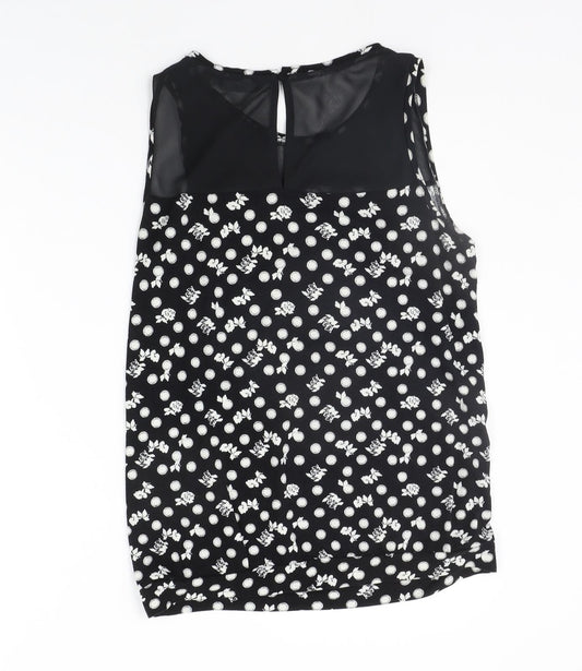 NEXT Womens Black Geometric Basic T-Shirt Size 10