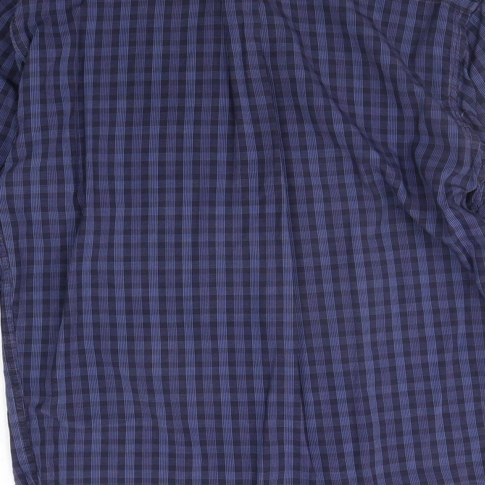 Marks and Spencer Mens Blue Check Button-Up Size S