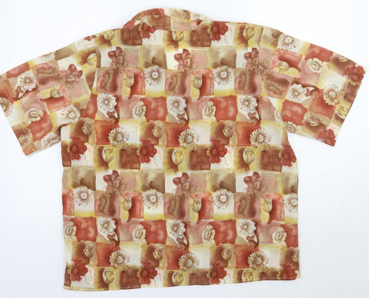 Bella moda Womens Orange Floral Basic Button-Up Size 20