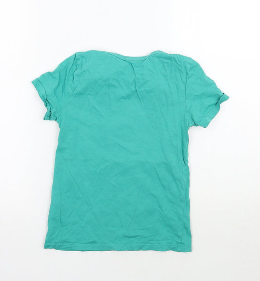 H&M Girls Green Geometric Basic T-Shirt Size 9 Years