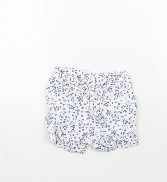 Mothercare Girls White Floral Cropped Trousers Size 6-9 Months