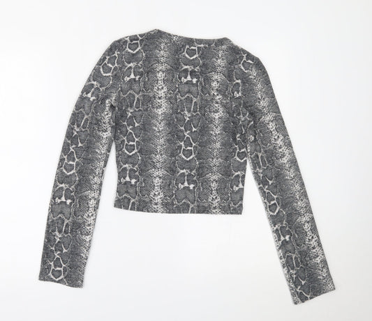 Zara Womens Green Animal Print Cropped Blouse Size S
