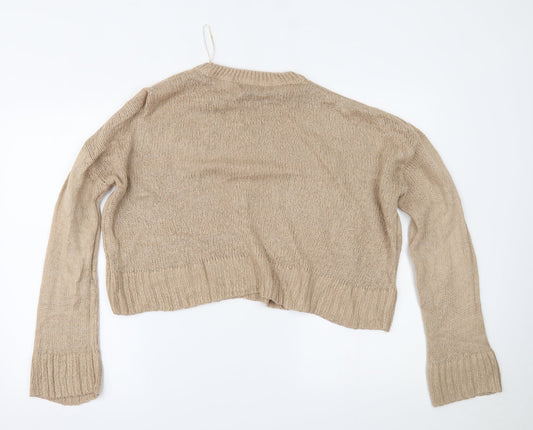 New Look Womens Beige Cropped Blouse Size L