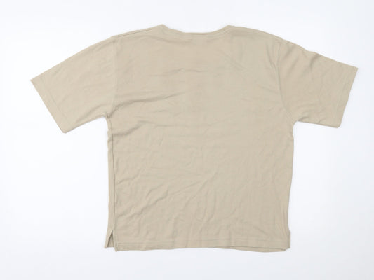Poppy Womens Beige Basic T-Shirt Size 12