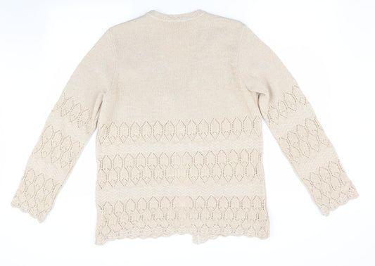Classics by Berkertex Womens Gold Geometric Cardigan Jumper Size 14 - Subtle glitter effect