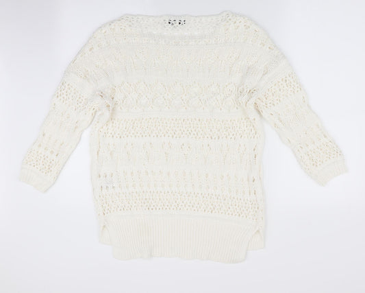 NEXT Womens Ivory Pullover Jumper Size S - Open Knit