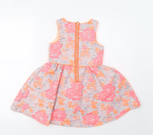 Matalan Girls Pink Floral Ball Gown Size 6 Years
