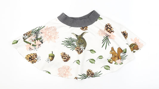 Preworn Womens White Floral A-Line Skirt Size 8
