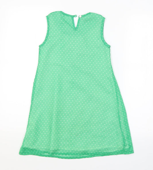 Beetlejuice London Girls Green Polka Dot A-Line Size 7 Years